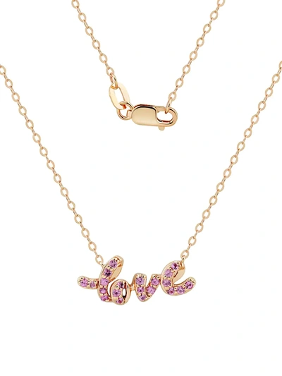 Saks Fifth Avenue Women's 14k Rose Gold & Pink Sapphire Love Pendant Necklace