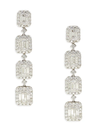 Saks Fifth Avenue Women's 14k White Gold & 5.08 Tcw Diamond Baguette Drop Earrings