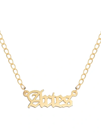 Gabi Rielle Women's Happy Me 14k Goldplated Sterling Silver Zodiac Gothic Script Necklace In Libra