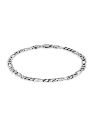 Saks Fifth Avenue Made In Italy Men's Rhodium Plated Sterling Silver Figaro Chain Bracelet