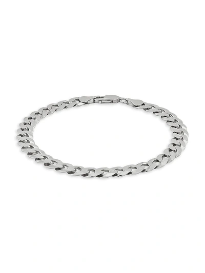 Saks Fifth Avenue Made In Italy Women's Sterling Silver & Rhodium Plated Curb Chain Bracelet