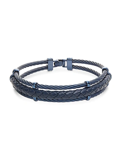 Alor Men's Blue Stainless Steel & Leather Bracelet