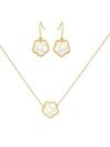 JAN-KOU WOMEN'S FLOWER 2-PIECE 14K GOLDPLATED & MOTHER OF PEARL PENDANT NECKLACE & HOOK EARRINGS SET,0400014198577