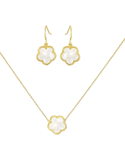 Jan-kou Jankuo Women's Flower 2-piece 14k Goldplated & Mother Of Pearl Pendant Necklace & Hook Earrings Set In Neutral