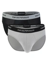 Emporio Armani Two Pack Hip Logo Band Briefs In Tuxedo