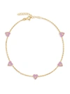 Gabi Rielle 14k Yellow Gold Plated Sterling Silver Crystal Heart Charm Anklet In Gold
