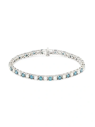 Effy Women's 14k White Gold & 9.50 Tcw Blue & White Diamond Bracelet