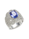 EFFY WOMEN'S 14K WHITE GOLD, TANZANITE & DIAMOND RING,0400014179350