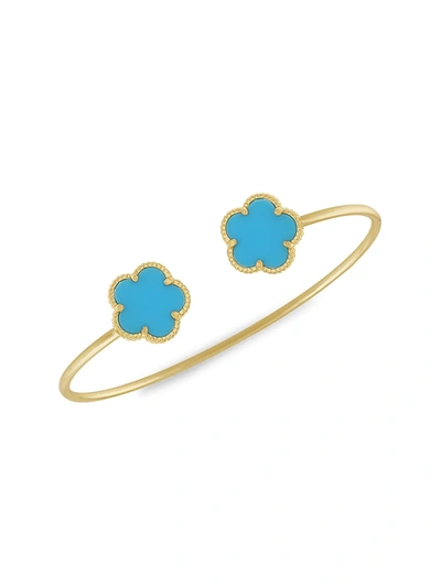 Jan-kou Women's Flower 14k Goldplated & Synthetic Turquoise Cuff Bracelet