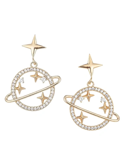 Eye Candy La Women's Luxe Collection Saturn 14k Gold Plated Cubic Zirconia Earrings In Gold
