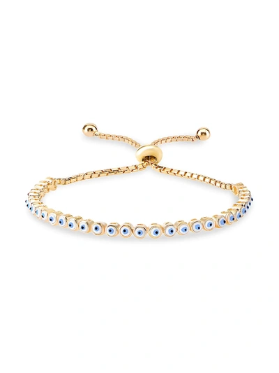 Gabi Rielle Women's Love & Protection 14k Goldplated Sterling Silver Evil Eye Bolo Bracelet