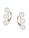 Eye Candy La Women's Luxe Collection 24k Gold Plated Shell Pearl Huggie Earrings