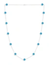 JAN-KOU WOMEN'S FLOWER RHODIUM PLATED & SYNTHETIC TURQUOISE NECKLACE,0400013728303