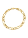 Saks Fifth Avenue Made In Italy Men's 18k Goldplated Sterling Silver Figaro Chain Bracelet In Silver