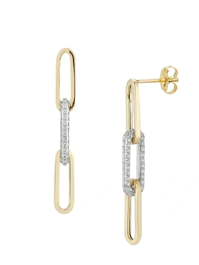 Nephora Women's 14k Two-tone Gold & 0.48 Tcw Diamond Paperclip Drop Earrings In Two Tone Gold