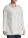 EILEEN FISHER WOMEN'S PLUS SILK PINSTRIPED SHIRT,0400014271925