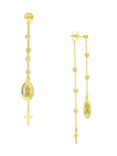 Saks Fifth Avenue Women's 14k Yellow Gold Virgin Mary & Cross Drop Earrings