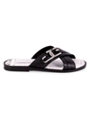 JOHN GALLIANO MEN'S CROSS-BAND LEATHER SLIDES,0400013716713