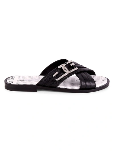 John Galliano Men's Cross-band Leather Slides In Black