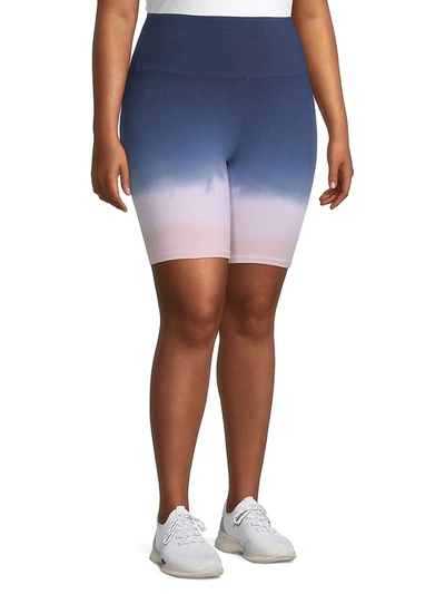 Marc New York Performance, Plus Size Women's Plus Ombre Bike Shorts In Midnight