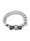 EYE CANDY LA WOMEN'S LUXE TITANIUM DOUBLE SKULL CURB CHAIN BRACELET,0400013975261