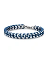 ESQUIRE MEN'S JEWELRY MEN'S TWO-TONE BLUE ION-PLATED STAINLESS STEEL CURB LINK CHAIN BRACELET,0400014090921