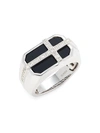 Effy Men's Sterling Silver, Sapphire & Onyx Cross Ring In Silver