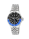 Gevril Men's Wall Street Stainless Steel Gmt Swiss Automatic Bracelet Watch In Black