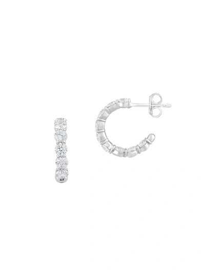 Badgley Mischka Women's 14k White Gold & 2 Tcw Lab-grown Diamond Hoop Earrings