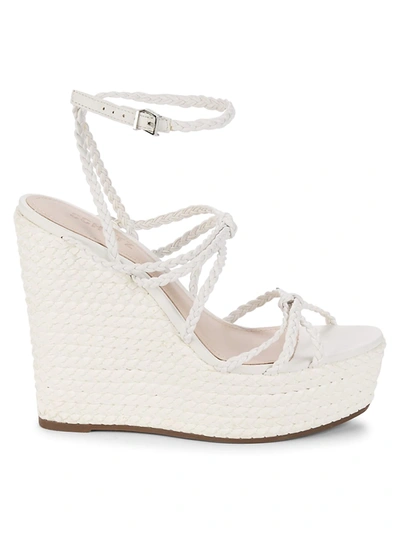 Schutz Women's Flassie Strappy Espadrille Platform Wedge Sandals In White Leather