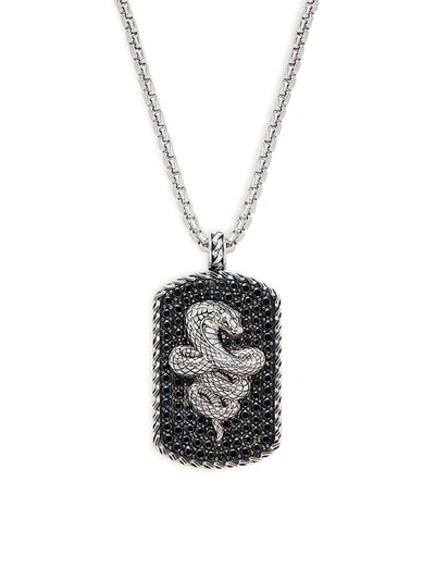 Effy Men's Sterling Silver & Black Spinel Snake Pendant Necklace