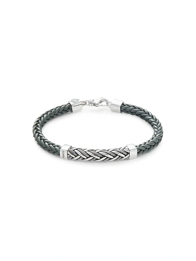 Effy Men's Sterling Silver & Braided Leather Bracelet