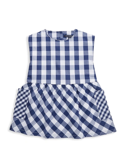 French Connection Kids' Little Girl's Gingham Pocket Dress In Blue
