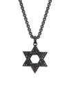 EFFY MEN'S BLACK RHODIUM PLATED STERLING SILVER & BLACK SPINEL STAR OF DAVID NECKLACE,0400014057498