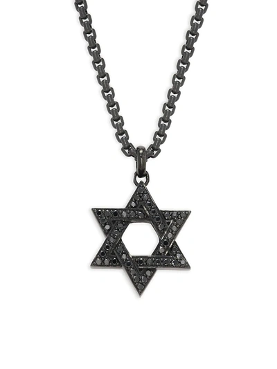 Effy Men's Black Rhodium Plated Sterling Silver & Black Spinel Star Of David Necklace