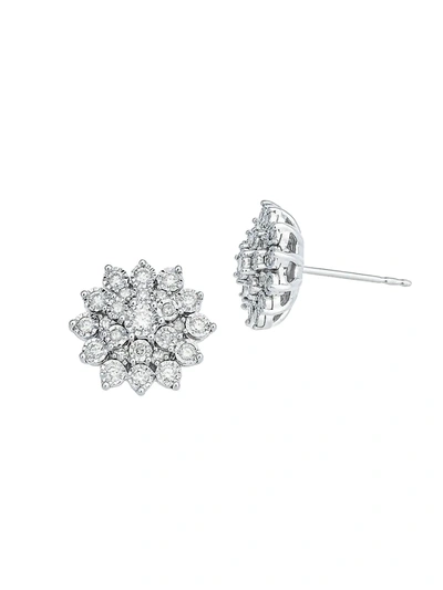 Effy Eny Women's Eny Sterling Silver & 0.48 Tcw Diamond Flower Stud Earrings