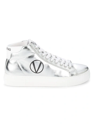Valentino By Mario Valentino Women's Petra Logo High-top Sneakers In Silver