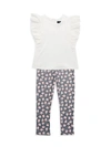 FRENCH CONNECTION LITTLE GIRL'S 2-PIECE TOP & FLORAL LEGGINGS SET,0400013846094