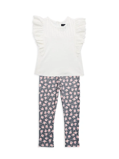 French Connection Kids' Little Girl's 2-piece Top & Floral Leggings Set In Neutral