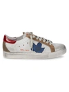 Sepol Men's Maple Leaf Leather & Suede Sneakers In White Blue