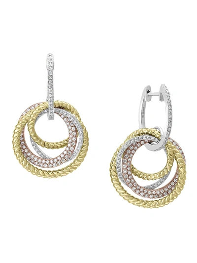 Effy Women's 14k Tri-tone Gold & 1.04 Tcw Diamond Earrings