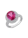 SONATINA WOMEN'S STERLING SILVER, PINK TOPAZ & SAPPHIRE RING,0400014433693