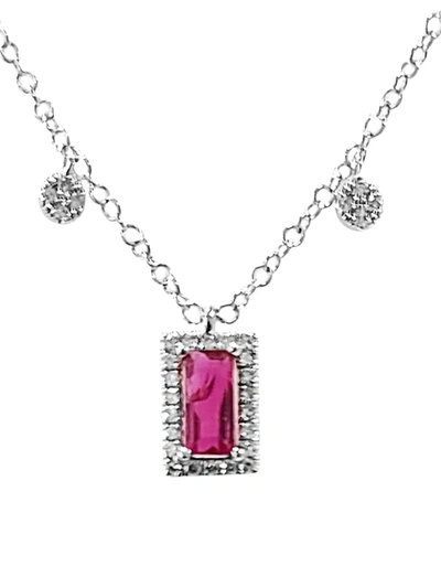 Meira T Women's 14k White Gold, Ruby & Diamond Pendant Necklace