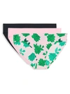 Aqs Women's 3-pack Seamless Bikini Panties In Green Pink Multicolor