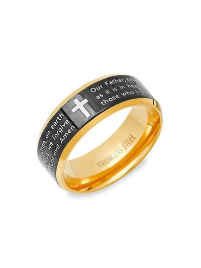 Anthony Jacobs Men's Prayer Stainless Steel Band Ring In Black