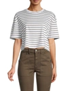 FRENCH CONNECTION WOMEN'S STRIPED CROPPED T-SHIRT,0400014457099