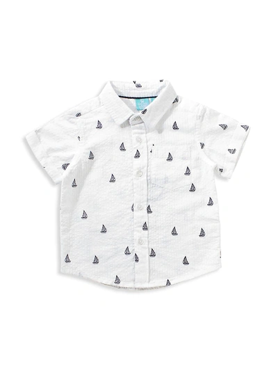 Bear Camp Baby Boy's Chris Seersucker Sailboat-print Shirt In White