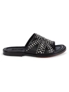 JOHN RICHMOND MEN'S STUDDED LEATHER SLIDES,0400013756451