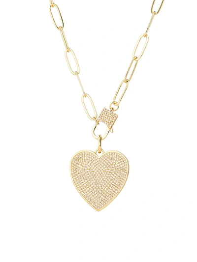 Eye Candy La Women's The Luxe Collection 18k Gold-plated Heart & Lock Pendant Necklace