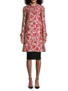 Valentino Women's Floral-jacquard Coat In Raspberry Gold